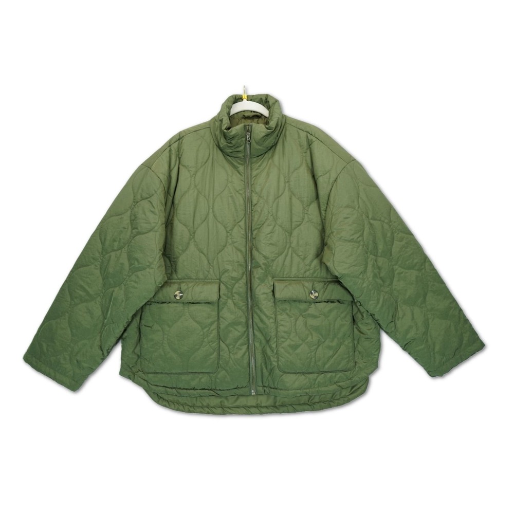 NWT Women's Sonoma Goods For Life Quilted Jacket 2XL Full Zip Olive MSRP $74‎